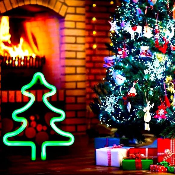 Green Christmas Tree LED Neon Sign - Picture 2 of 9